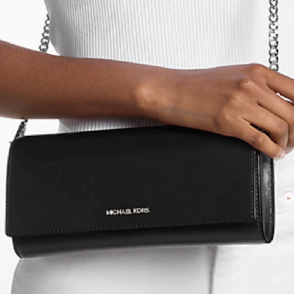 MICHAEL KORS Jet Set Medium Leather Flap Clutch Crossbody Shoulder Bag Wallet